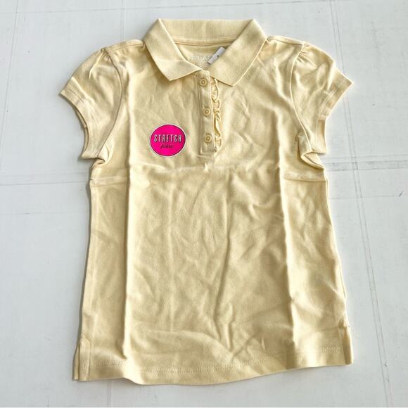 New CHILDRENS PLACE Girls Uniform Ruffle Pique Polo SIZE S (5-6) Pale Sun - Picture 2 of 5